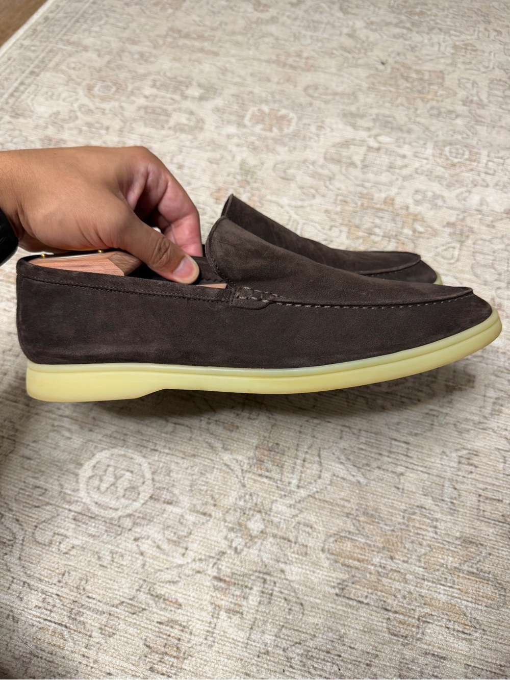 Suitsupply Dark Brown Suede Slip-On Loafers with Cream Sole